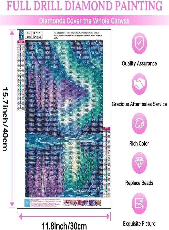 TREXEE Aurora Landscape Diamond Art Kits for Adults & Kids ,DIY 5D Diamond Painting Kits for Beginners, DIY Diamond Paint By Numbers Kit Round Full Drill Diamond Dots Paintings Picture Gem Art Craft for Home Wall Art Decor Gifts 12x16inch(without frame) - Image 5